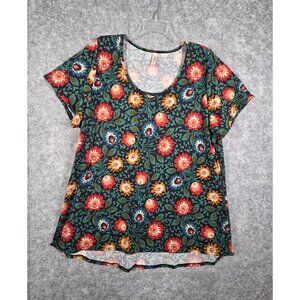 LulaRoe Women's Short Sleeve Knit Pullover Top Multi Color Floral Size 3X